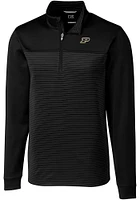Mens Purdue Boilermakers Black Cutter and Buck Traverse Stripe Stretch Qtr Zip