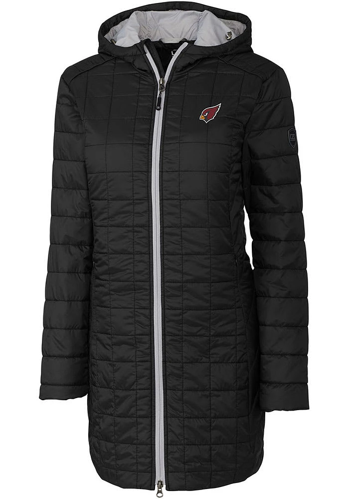 Cutter and Buck Arizona Cardinals Womens Black Rainier PrimaLoft Long Filled Jacket