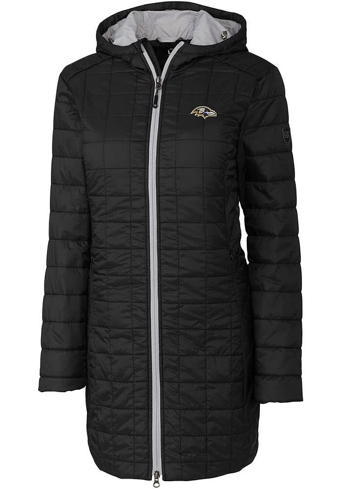 Cutter and Buck Baltimore Ravens Womens Black Rainier PrimaLoft Long Filled Jacket