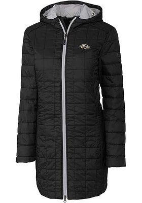 Cutter and Buck Baltimore Ravens Womens Black Rainier PrimaLoft Long Filled Jacket