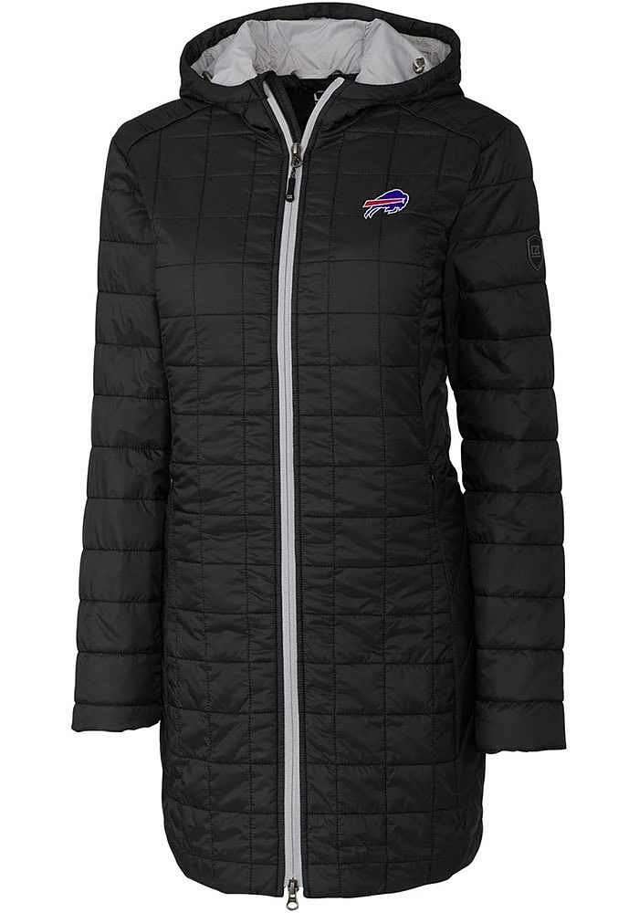 Cutter and Buck Buffalo Bills Womens Black Rainier PrimaLoft Long Filled Jacket