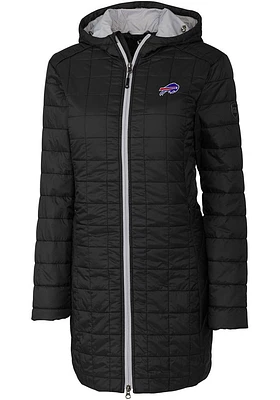 Cutter and Buck Buffalo Bills Womens Black Rainier PrimaLoft Long Filled Jacket