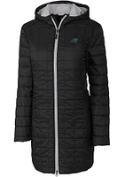 Cutter and Buck Carolina Panthers Womens Black Rainier PrimaLoft Long Filled Jacket