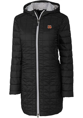 Cutter and Buck Cincinnati Bengals Womens Black Rainier PrimaLoft Long Filled Jacket