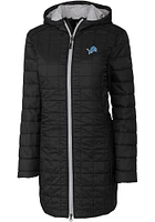 Cutter and Buck Detroit Lions Womens Black Rainier PrimaLoft Long Filled Jacket