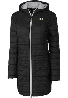 Cutter and Buck Green Bay Packers Womens Black Rainier PrimaLoft Long Filled Jacket