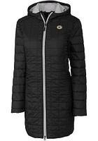 Cutter and Buck Green Bay Packers Womens Black Rainier PrimaLoft Long Filled Jacket