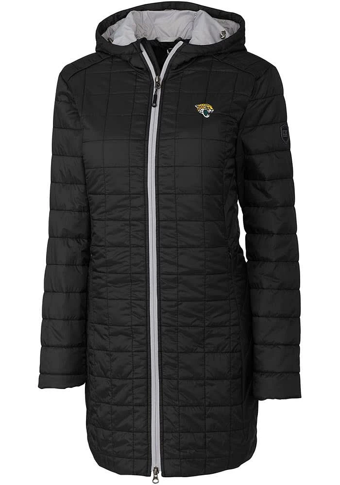 Cutter and Buck Jacksonville Jaguars Womens Black Rainier PrimaLoft Long Filled Jacket