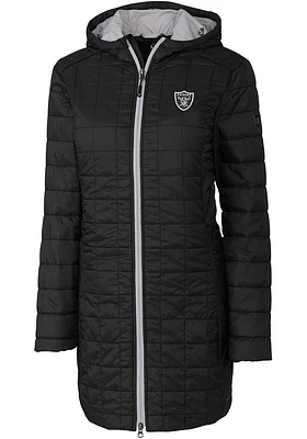 Cutter and Buck Las Vegas Raiders Womens Black Rainier PrimaLoft Long Filled Jacket