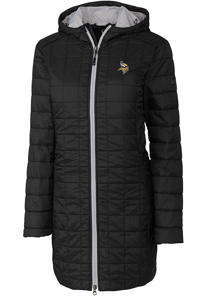 Cutter and Buck Minnesota Vikings Womens Black Rainier PrimaLoft Long Filled Jacket