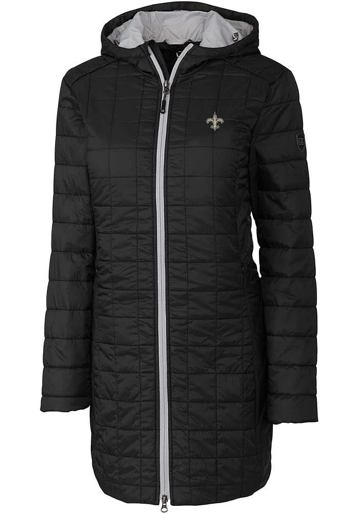 Cutter and Buck New Orleans Saints Womens Black Rainier PrimaLoft Long Filled Jacket