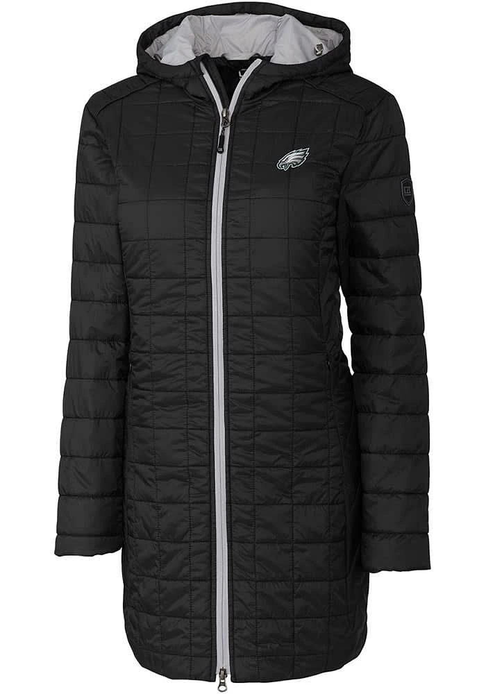 Cutter and Buck Philadelphia Eagles Womens Black Rainier PrimaLoft Long Filled Jacket