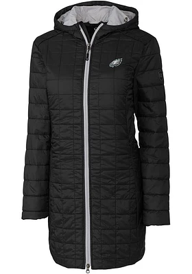 Cutter and Buck Philadelphia Eagles Womens Black Rainier PrimaLoft Long Filled Jacket