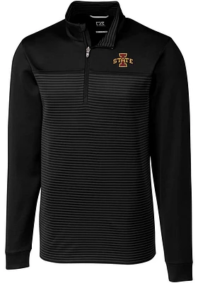 Cutter and Buck Iowa State Cyclones Mens Black Traverse Stripe Stretch Big Tall Qtr Zip