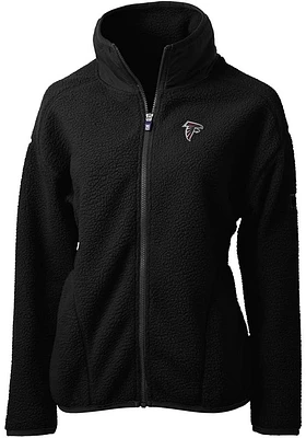 Cutter and Buck Atlanta Falcons Womens Black Cascade Sherpa Long Sleeve Full Zip Jacket