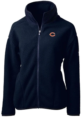 Cutter and Buck Chicago Bears Womens Navy Blue Cascade Sherpa Long Sleeve Full Zip Jacket