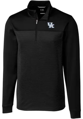 Cutter and Buck Kentucky Wildcats Mens Black Traverse Stripe Stretch Big Tall 1/4 Zip Pullov..