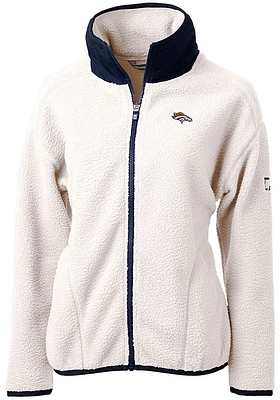 Cutter and Buck Denver Broncos Womens White Cascade Sherpa Long Sleeve Full Zip Jacket