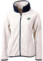 Cutter and Buck Miami Dolphins Womens White Cascade Sherpa Long Sleeve Full Zip Jacket