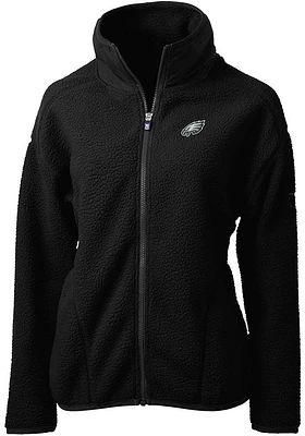 Cutter and Buck Philadelphia Eagles Womens Black Cascade Sherpa Long Sleeve Full Zip Jacket