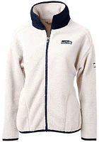 Cutter and Buck Seattle Seahawks Womens White Cascade Sherpa Long Sleeve Full Zip Jacket