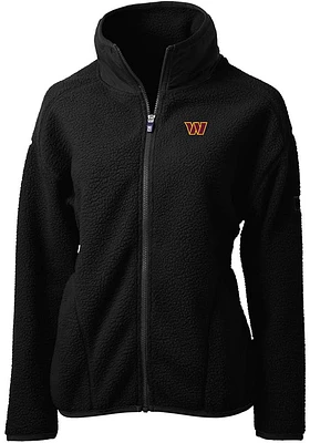 Cutter and Buck Washington Commanders Womens Black Cascade Sherpa Long Sleeve Full Zip Jacket