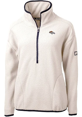 Cutter and Buck Denver Broncos Womens White Cascade Sherpa Qtr Zip