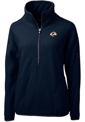 Cutter and Buck Los Angeles Rams Womens Navy Blue Cascade Sherpa Qtr Zip