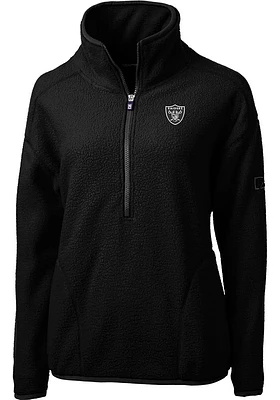 Cutter and Buck Las Vegas Raiders Womens Black Cascade Sherpa Qtr Zip