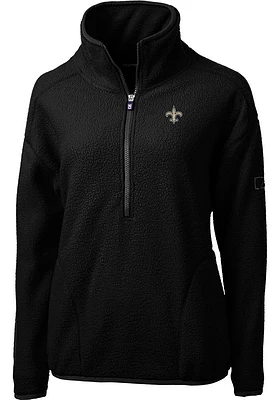 Cutter and Buck New Orleans Saints Womens Black Cascade Sherpa Qtr Zip