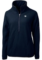 Cutter and Buck New York Giants Womens Navy Blue Cascade Sherpa Qtr Zip