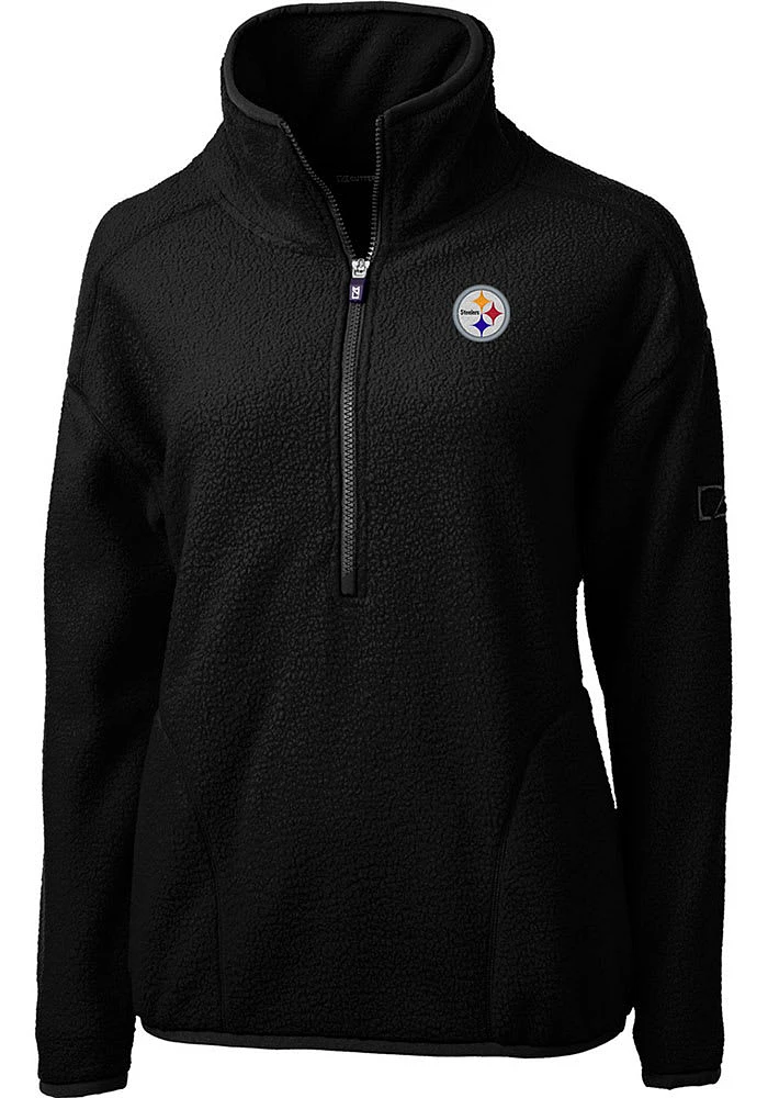Cutter and Buck Pittsburgh Steelers Womens Black Cascade Sherpa Qtr Zip