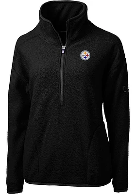 Cutter and Buck Pittsburgh Steelers Womens Black Cascade Sherpa Qtr Zip