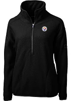 Cutter and Buck Pittsburgh Steelers Womens Black Cascade Sherpa Qtr Zip