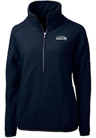 Cutter and Buck Seattle Seahawks Womens Navy Blue Cascade Sherpa Qtr Zip