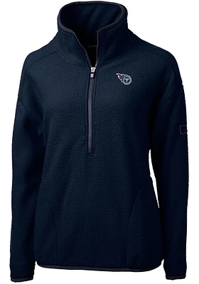 Cutter and Buck Tennessee Titans Womens Navy Blue Cascade Sherpa Qtr Zip