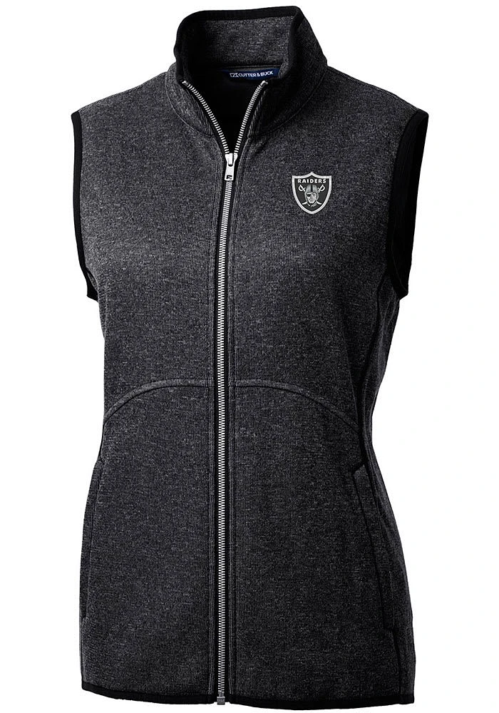 Cutter and Buck Las Vegas Raiders Womens Charcoal Mainsail Vest