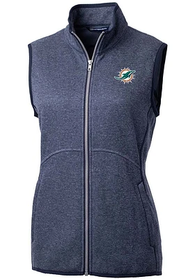 Cutter and Buck Miami Dolphins Womens Navy Blue Mainsail Vest