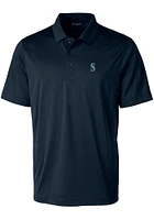 Cutter and Buck Seattle Mariners Mens Navy Blue Prospect Textured Short Sleeve Polo