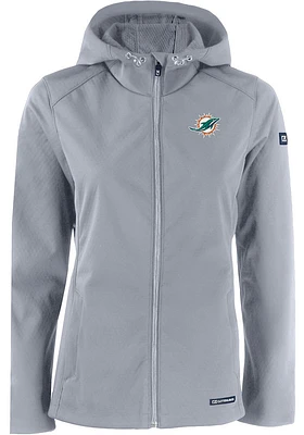 Cutter and Buck Miami Dolphins Womens Charcoal Evoke Light Weight Jacket