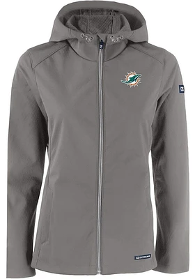 Cutter and Buck Miami Dolphins Womens Grey Evoke Light Weight Jacket