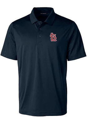 Cutter and Buck St Louis Cardinals Mens Navy Blue Prospect Textured Short Sleeve Polo
