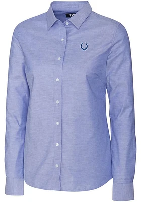 Cutter and Buck Indianapolis Colts Womens Stretch Oxford Long Sleeve Blue Dress Shirt