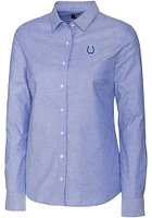 Cutter and Buck Indianapolis Colts Womens Stretch Oxford Long Sleeve Blue Dress Shirt