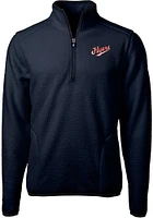 Cutter and Buck Dayton Flyers Mens Navy Blue Cascade Sherpa Vault Big Tall Qtr Zip