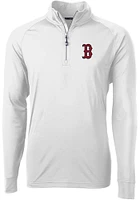 Cutter and Buck Boston Red Sox Mens Adapt Eco Knit Long Sleeve Qtr Zip Pullover