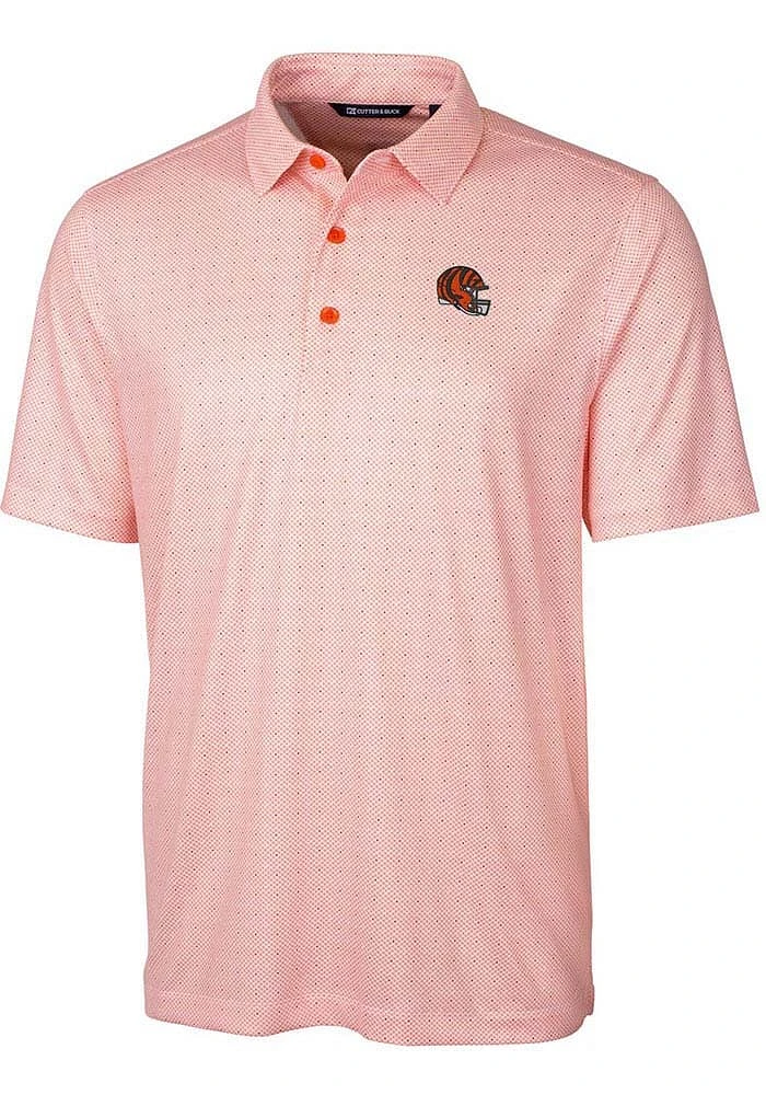 Cutter and Buck Cincinnati Bengals Orange Helmet Pike Double Dot Big Tall Polo