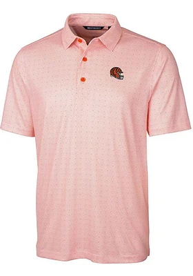 Cutter and Buck Cincinnati Bengals Orange Helmet Pike Double Dot Big Tall Polo