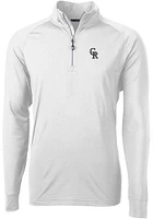 Cutter and Buck Colorado Rockies Mens White Adapt Eco Knit Long Sleeve Qtr Zip Pullover