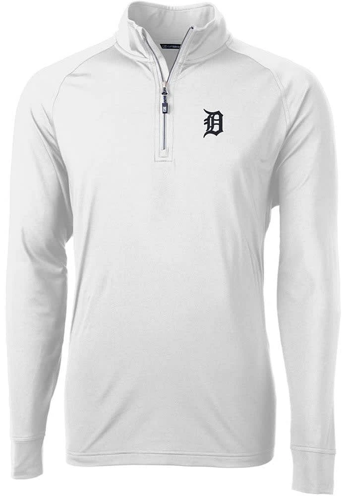 Cutter and Buck Detroit Tigers Mens Adapt Eco Knit Long Sleeve Qtr Zip Pullover